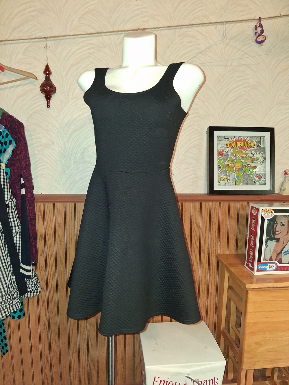 Stella Tweed Black Textured Fit-and-Flare Dress